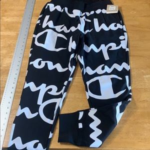 NWT Champion Jogger Pants Medium Black Large Print